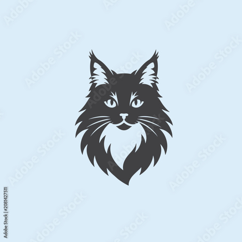 Obraz na płótnie Norwegian forest cat head logo vector art silhouette illustration