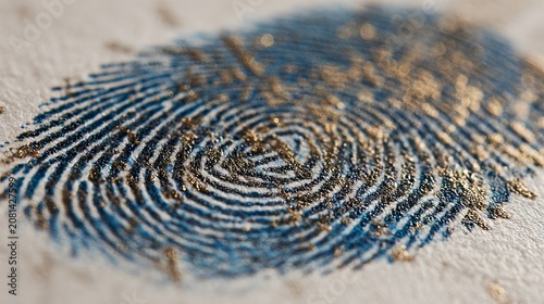 Macro shot of fingerprint details on card, smudged ink edges and accurate ridge lines, symbolizing biometric identification and criminal registry