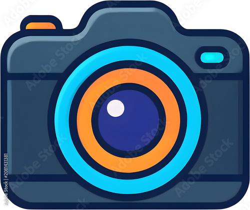 Professional Digital Camera Lens Illustration Icon