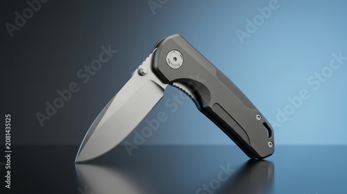 Folding utility knife 3D render portable cutting tool designed for secure storage material trimming and everyday workshop tasks