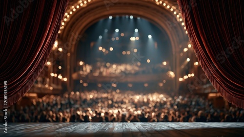 Grand Theater Stage with Red Velvet Curtains
