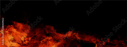 Obraz na plátně Intense, vibrant flames engulf the darkness, a raw and powerful display of heat and energy
