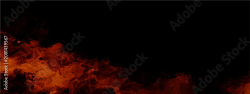 Fotografi Fiery inferno rages in darkness, engulfing everything consuming heat, raw power destruction
