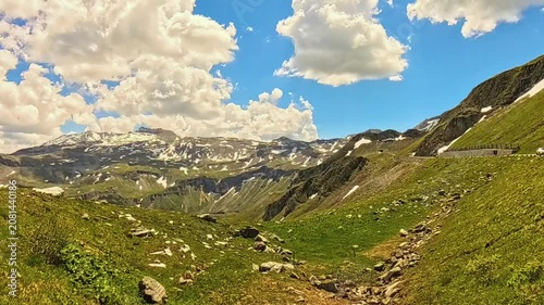 4K Timelapse alpine summer video with moving clouds at Grossglockner High Alpine Road, Salzburg, Kaernten, Austria