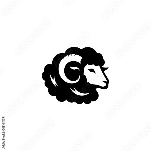 Black Sheep Head Illustration.
