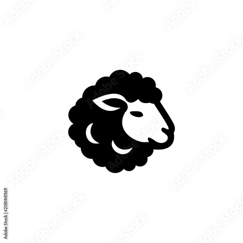 Black Sheep Head Illustration.