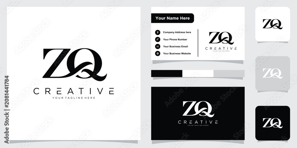 Fototapeta premium QZ or ZQ Alphabet Letters Icon Logo Monogram Vector