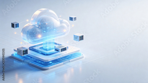 Foto Digital Cloud Computing Infrastructure with Server Nodes
