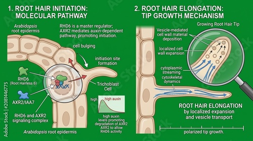 Root hair initiation and elongation process diagram