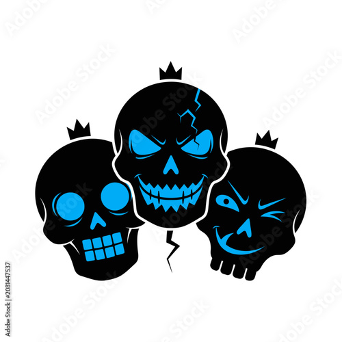 Three Skulls with Blue Eyes