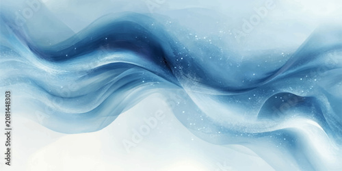 Foto Abstract blue wavy flow with sparkling particles suggests a sense of calm and movement
