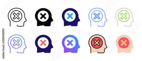 Tableau sur toile Negative Mindset Icons Collection in Various Styles