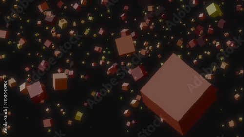Cuadro en lienzo Floating glowing cubes in deep space creating a futuristic abstract technology b