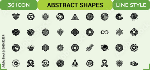 Εκτύπωση καμβά Abstract shapes icon set featuring collection of thirty six unique geometric line art designs