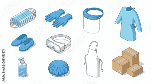 Tableau sur toile Collection of personal protective equipment and medical supplies for healthcare professionals and general public safety