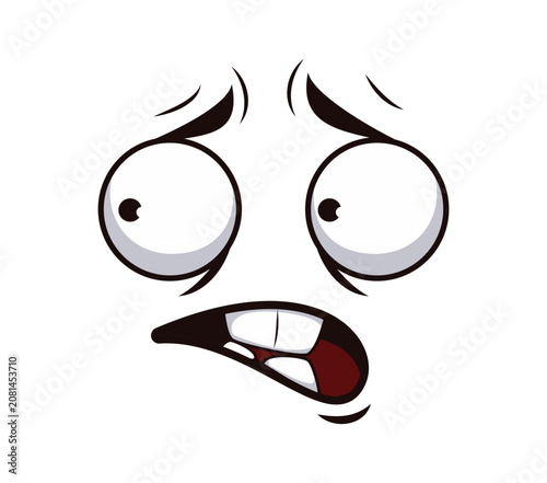Bild auf Leinwand Scared emotion and expression face or cartoon emoji with frightened look from panic or fear