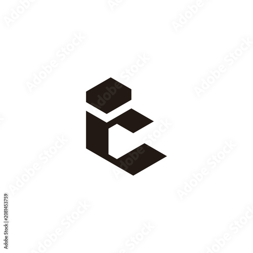 letter t c polygonal box simple logo vector
