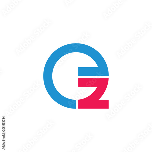 letter ze simple circles colorful lines logo vector