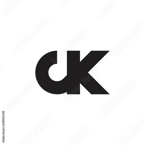 letter ck simple linked geometric black logo vector