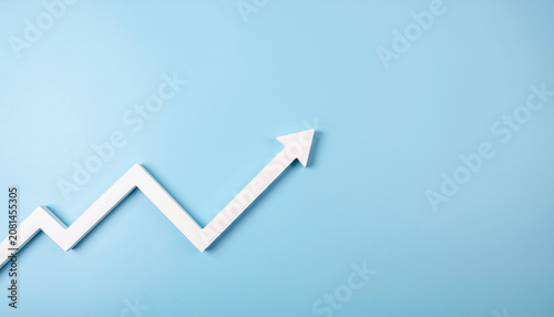 White Rising Arrow Growth Concept on Blue Background