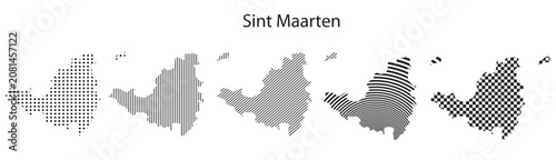 Sint Maarten map infographic simple design element black abstract geometric pattern icon style Sint Maarten country landscape outline shape vector illustration