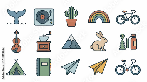 Obraz na plátně Colorful Flat Design Icons for Various Activities and Objects.
