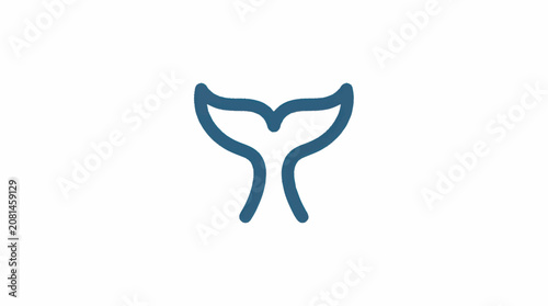 Konstfotografi Minimalist whale tail line art illustration.