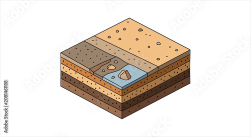 Cuadro en lienzo Cross section of soil layers showing different strata and water table