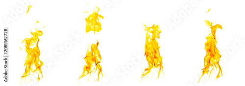 Konstfotografi Realistic fire flames collection isolated on white background