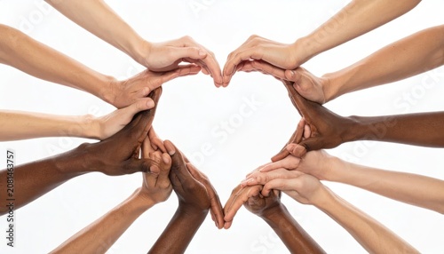 Diverse Hands Forming a Heart Shape Symbolizing Unity and Love.