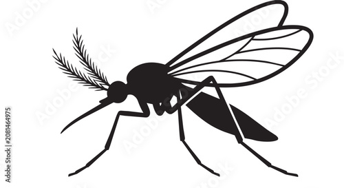 Mosquito Vector Icon Profile View Silhouette Isolated On White Background