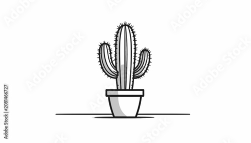 Billede på lærred Prickly Cactus Plant in Pot.