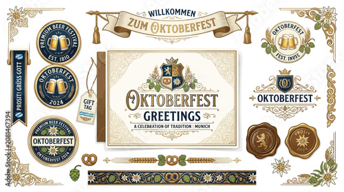 Foto Oktoberfest Greetings Collection: Traditional Bavarian Elements for Celebrations