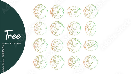 Cuadro en lienzo Set of abstract tree crowns with gradient colors on transparent background vector
