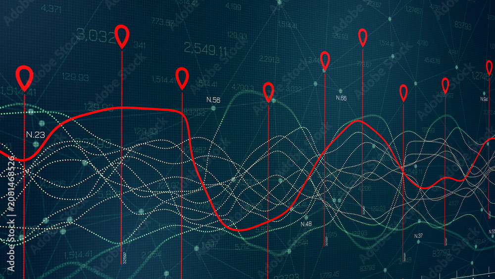 Fototapeta premium Stock exchange trading chart shows market trends over time