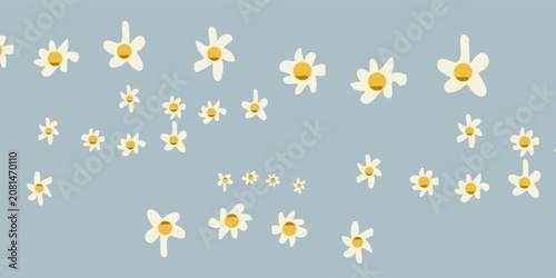 фотографія Abstract cute white flower fragrant with hand-drawn daisy collection