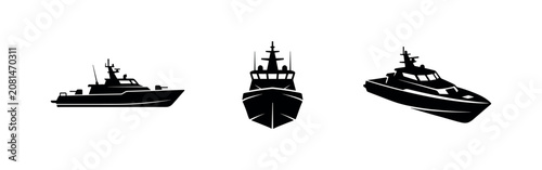 Obraz na plátně Naval Ship and Patrol Boat Icons