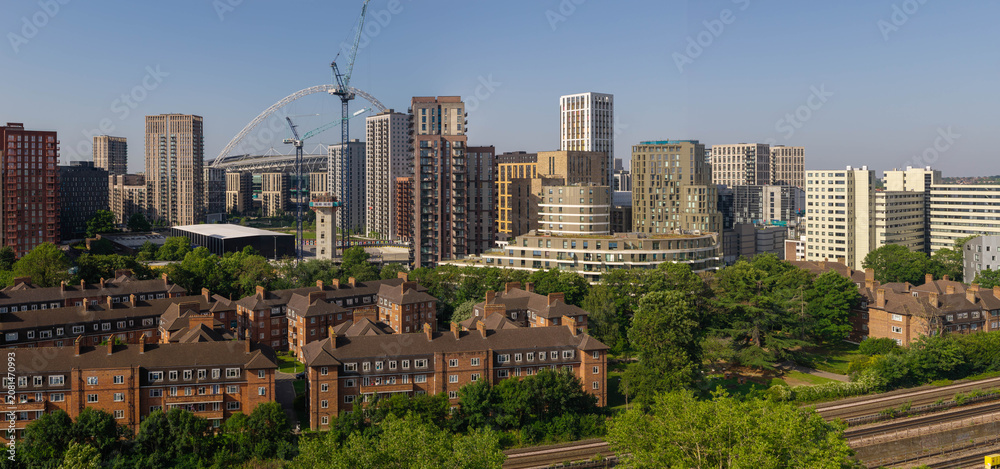 Fototapeta premium Panoramic View of Modern Apartment Towers and Residential Neighborhood of Wembley Park in London.