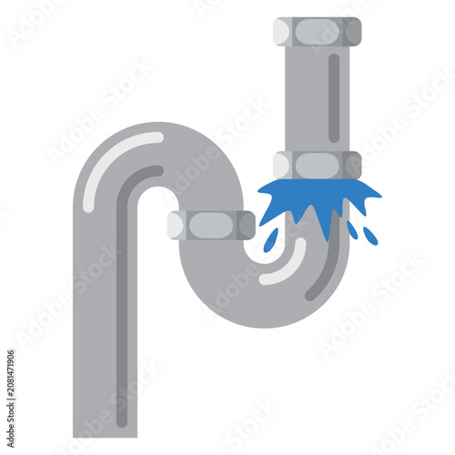 Severe water leakage bursting from a plumbing pipe