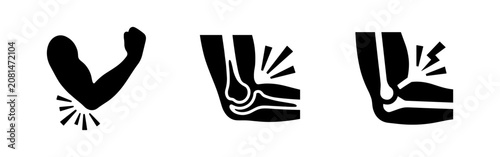 Bild auf Leinwand Elbow Joint and Pain Icons