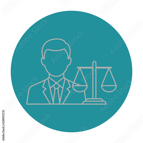 Lawyer Icon Featuring A Professional Attorney With Scales Of Justice Symbol Sign