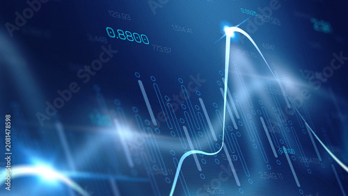 Obraz na płótnie Stock exchange trading chart showing data trends and market fluctuations