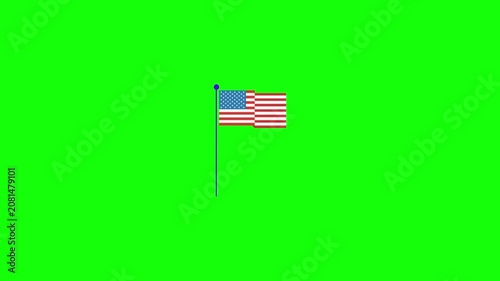 American flag waving on green screen background