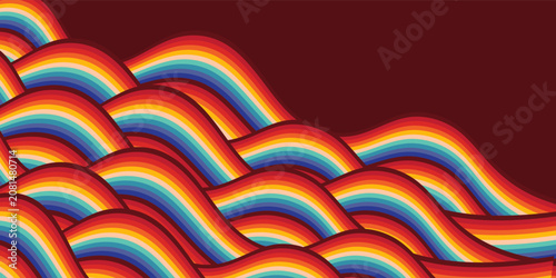 Abstract beautiful waves rainbow art with modern pattern design