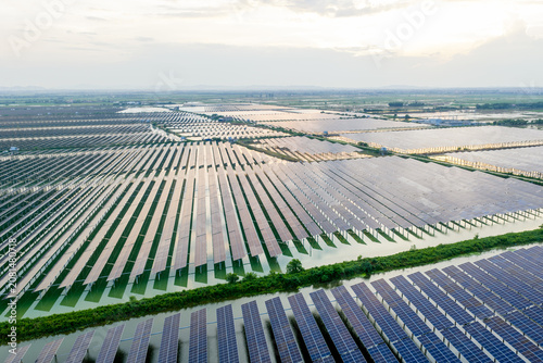 Принти на полотні Aerial panoramic view of fishery-solar complementary photovoltaic power station