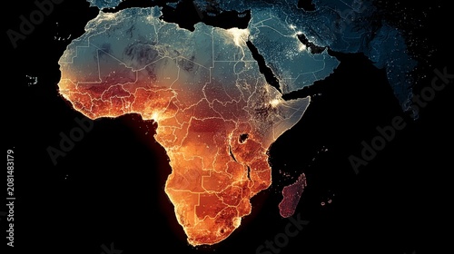 Vibrant Map of Africa Showcasing Geological and Urban Diversity