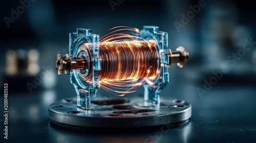 Close-up of Electric Coil with Glowing Copper Wire and Sparks