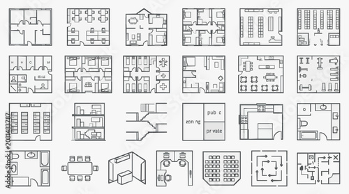 Dynamic Black and White Minimalist Floor Plans and Architectural Layouts Collection for Design Inspiration