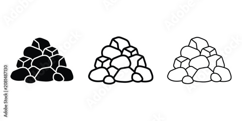 Tableau sur toile Pile of rocks icon silhouette vector outline and line art