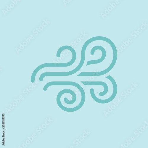 A simple teal icon representing a gentle breeze or wind